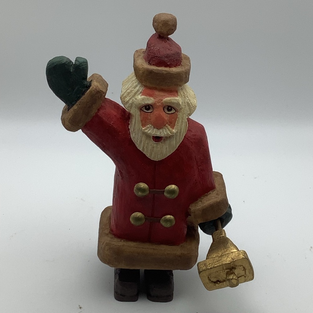 Vintage Ken Kurtz Signed and Numbered Carved Santa with Bell